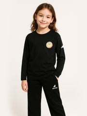 Girls Black 100% Cotton Full Sleeve Sweatshirt