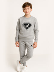 Boys Full Sleeves Sweatshirt & Trackpant Set Grey