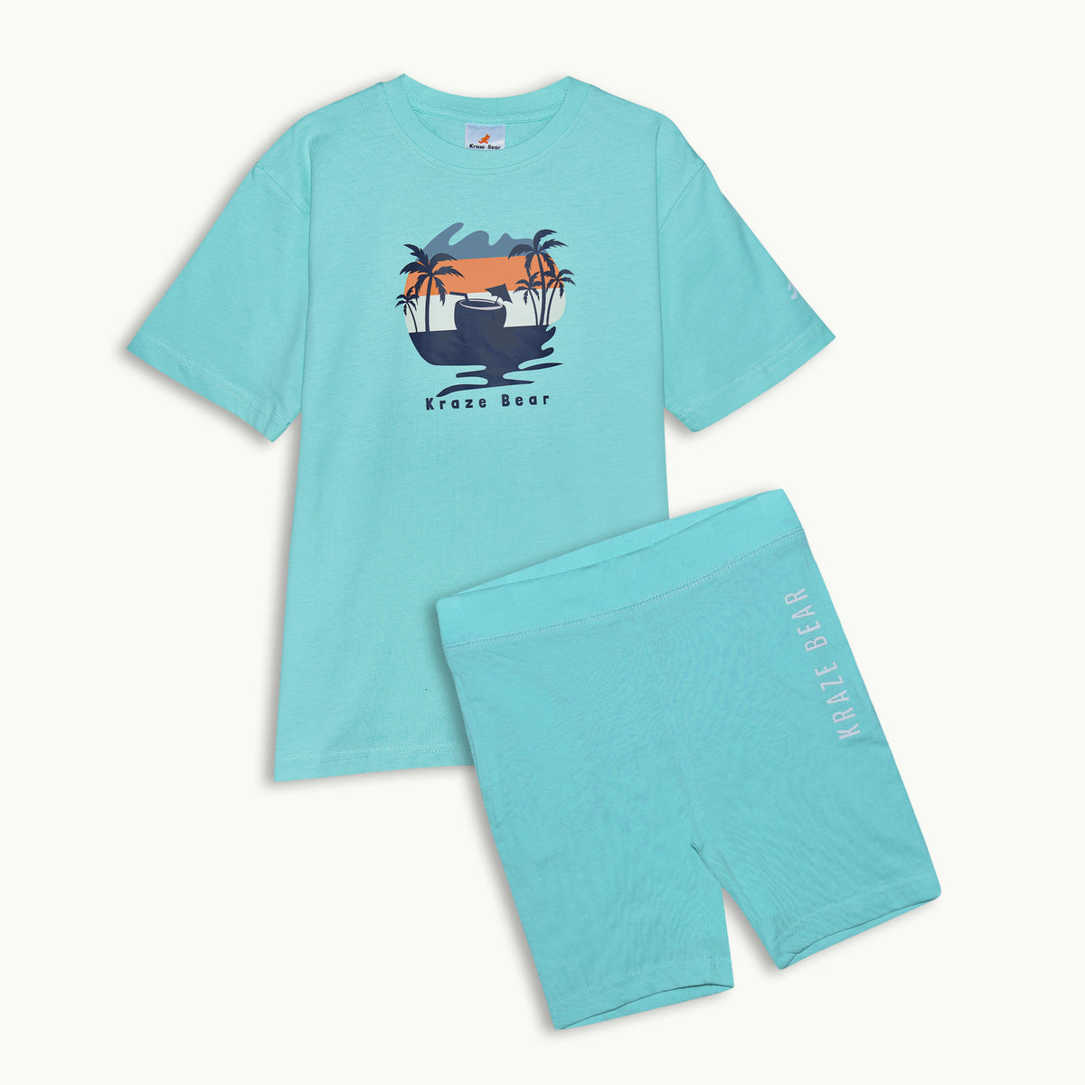 Krazebear-boys-tshirts-cotton-tee-short-set-mint green-krazer-tiger-age-3-to-8-kids-clothes-australia-_3